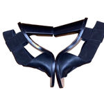 Vince  Black Leather and Suede Heels Shoe Size 6 M Photo 2