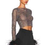 Santa Brands Feathers Top in Black XS/S New Womens Crystal Blouse Photo 2