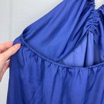 Banana Republic NWT Satin Blue Neck Tie Halter Top Ruched V-neck Adjustable XL Photo 3