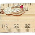 Sterling Silver 925 Cubic Zirconia Flip Flop Sandal Pendant Photo 2