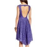 Free People  Purple Lace Sleeveless V Neck Mini Dress Scalloped Edges Size 0 Photo 3