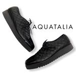Aquatalia Quilted Black Leather Platform Oxford Sneakers Photo 12