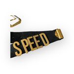 Vintage 90’s: High Speed ☻ Gold Letter Belt ☻ Bal Harbour Shops ☻ Black Leather Photo 7