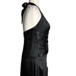 Cache  Vintage 90s Satin Corset Halter Dress Womens Size 8 Black Classic Backless Photo 7