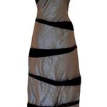 NWT Paula Hian Bucol Brown Silk Taffeta & Velvet Striped Strapless Dress, Size 6 Photo 0