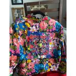 Vintage 1980's Patchwork Floral Heart Blazer Jacket Small Artsy Bohemian Folksy Blue Photo 6