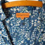 Roberta Freymann  Women’s Sz XS Floral Tunic Top Long Sleeve Blue Cotton Photo 1