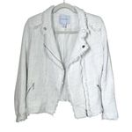 Carolina belle Montreal Womens Sz M White Edgy Tweed Frayed Trim Moto Jacket Photo 0