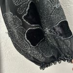 Max Studio MSSP Size M Black Shift Dress With Metallic and Velvet Floral Design Photo 2