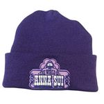 Anna Sui The World Of Beanie Knit Cap Hat Unisex OS Purple Patch Logo NEW Photo 0