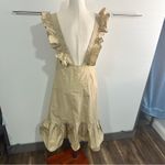 Urban Outfitters Size Medium Tan Square Neck Ruffle Midi Dress Neutral Rustic Photo 2