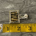VTG Estate Tiger Stripes Animal Print Silver Gold Tone Wide Barrel Heavy Pendant Photo 9