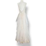Vienna Prom White Nude Beaded Tulle Ball Gown Plunge Vneck Bridal Prom Dress 4 Photo 8