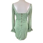 Haute Monde Mint Green Ruched Mesh Sleeve Mini Dress L Y2K Romantic Photo 2