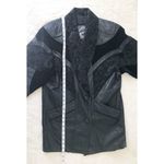 VINTAGE 90s Leather‎ Duster Blazer Jacket Midi Longline 80s Suede Black Small Black Photo 15