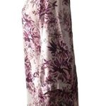 Avon Pleated V Neck Silky Tunic Top S White Floral Pockets Roll Tab Sleeves Photo 2