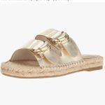 Joie  Cagney Leather Espadrille Gold Slide Sandals New! Photo 11