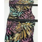 Love j Black Strapless Ruched Mini Dress Tropical Print Party Cocktail Small Photo 4