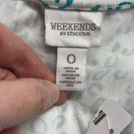 Chico's Weekends by Chico’s Turquoise White Leopard Ways Stripe-Trim Zip-Up Jacket Photo 6