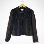 Lena gabrielle New York Tweed Eyelash detail Blazer Jacket Size 6 Vintage Black Photo 1