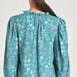 Thought Chandri Crepe Blouse Midori Green Blue Floral Print Size 6 Photo 1