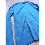 Tory Burch Simone Merino Wool Cardigan Sweater Turquoise Gold Logo Buttons Large Photo 8