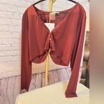 ALL THE WAYS REVOLVE CROP TOP LONG SLEEVE SIZE LARGE NWT CARDIGAN Red Photo 3