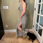 Japna  Boutique Striped Seersucker like Pantsuit Jumpsuit w Leg Slits - size M Photo 8