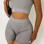 Blush Mark Grey Biker Shorts And Crop Top Photo 0