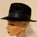 BLACK PERMALUX SMALL BRIM FEDORA HAT BLUES BROS GANGSTER MARDI GRAS Photo 1