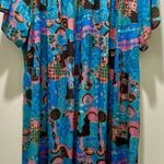 VTG 80s 90s Anthony Richards Blue & Pink Retro Maxi House Dress Kaftan Muumuu Size L Photo 14