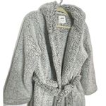 Aerie Gray Sherpa Hooded Belted Robe Cozy Fleece Spa Lounge Warm Pockets Bath M Size M Photo 2
