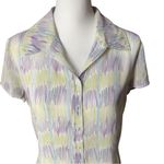 St. John  Abstract Print Pastel Color Silk Button Down Top Sz 10 Photo 0