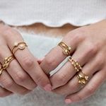 Five and Two New Scattered Opal Gold Tone Serena Stacking Ring Size 6 Photo 14