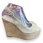 Veronica Beard $395 Women's Beige Dali Peep Toe Platform Wedge Sandal Shoes 7 Photo 0