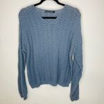 Dusky Blue Textured Sweater V Neck Coastal Grandma Sz Large Photo 5