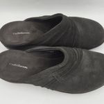 Croft & Barrow Leather Slip On Mule Clogs Charity Gray Block Heel Women Sz 7.5 M Photo 1