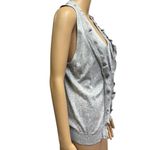 Banana Republic  Cotton Silk Blend Gray Ruffled Sleeveless Cardigan Womens Medium Photo 3