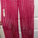 Odiva NWT Crochet Pullover Swimwear Cover Up Pants Size Large in Hot Pink Color Photo 6