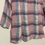 Habitat Size S Pink Plaid 3/4 Sleeve Linen Button Up Top Photo 7