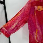 Linear Sheer Floral Art To Wear Button Front Shacket Pink Size XL Photo 1