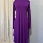 Women Purple Halter Long Sleeve Tunic Mid Stretchy Pockets Dress XL High Photo 1