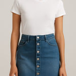 H&M H M Denim Button Front A Line Skirt Blue Mid Wash Size 4 Photo 0