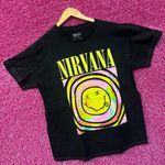 Nirvana Never Mind Smiley Face Mineral Wash Grunge Tshirt size Large Photo 2