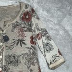 Tempo Paris Sweater Women Small Medium Brown Wash Floral Cardigan Preppy Boho Photo 3