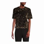 Alex Marie NWT Lia Sequined Crew Neck Short Sleeve Stretch Velvet Black Bls MD Photo 14