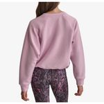 DKNY Sport Pink Ribbed Cropped Crewneck Sweatshirt Drawstring Hem Size S Photo 1