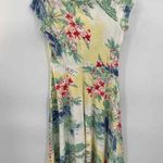 CHAPS T-Shirt Dress Womens Small Muticolor Tropical Print Cotton Cap Sleeve Photo 5