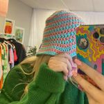 Handmade  Crochet Knit Beanie Hat Blue Peach Photo 41