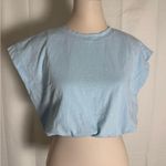 PaperMoon Light Blue Cropped Elastic Hem Cap Sleeve Cotton Top Women’s M Photo 0